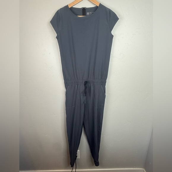 Albion Fit Cap Sleeve Jumpsuit Gray Elastic Waist One Piece XS - Picture 2 of 11